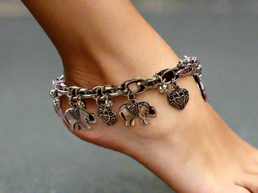 Elephant & Heart Anklet