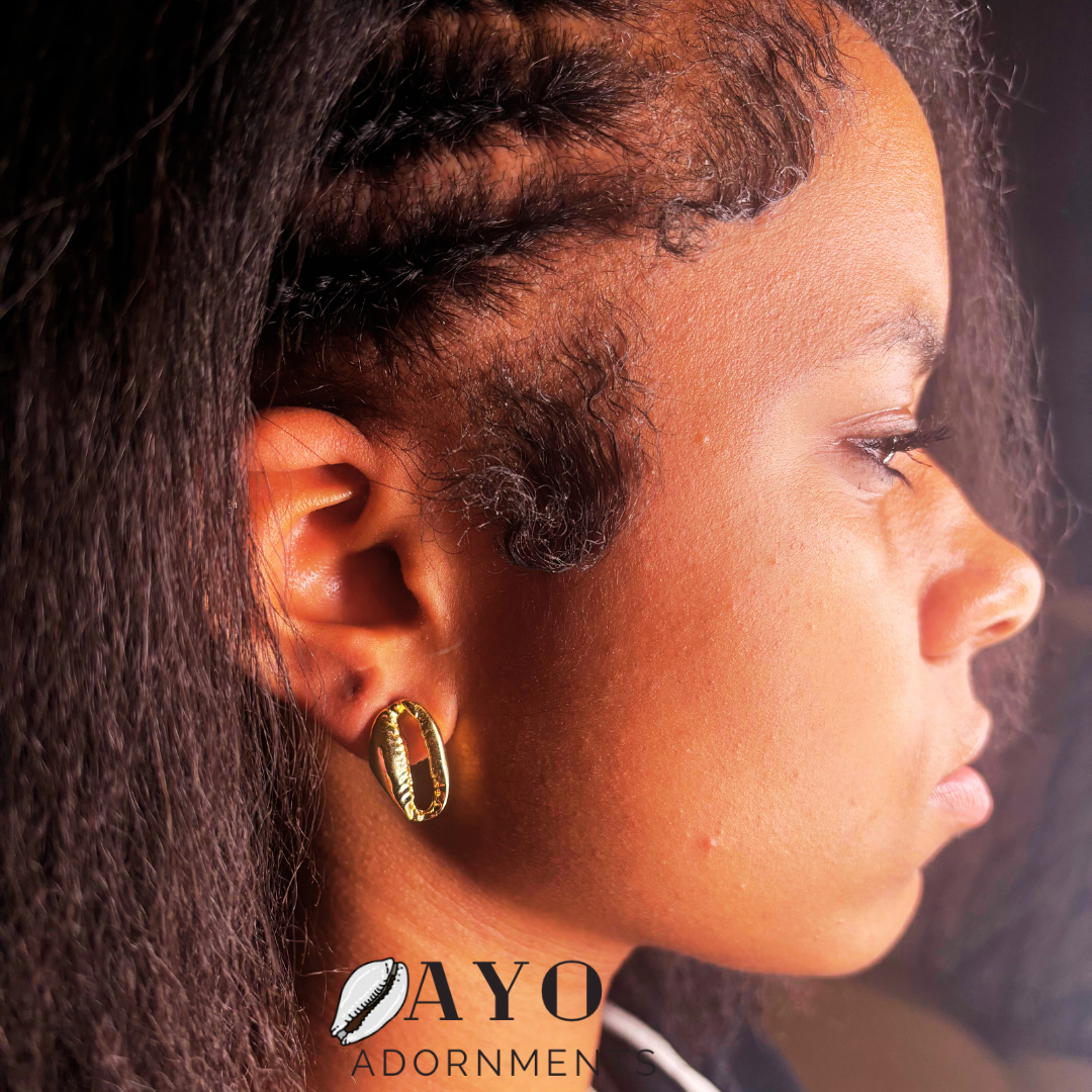 Cowrie Gold Studs