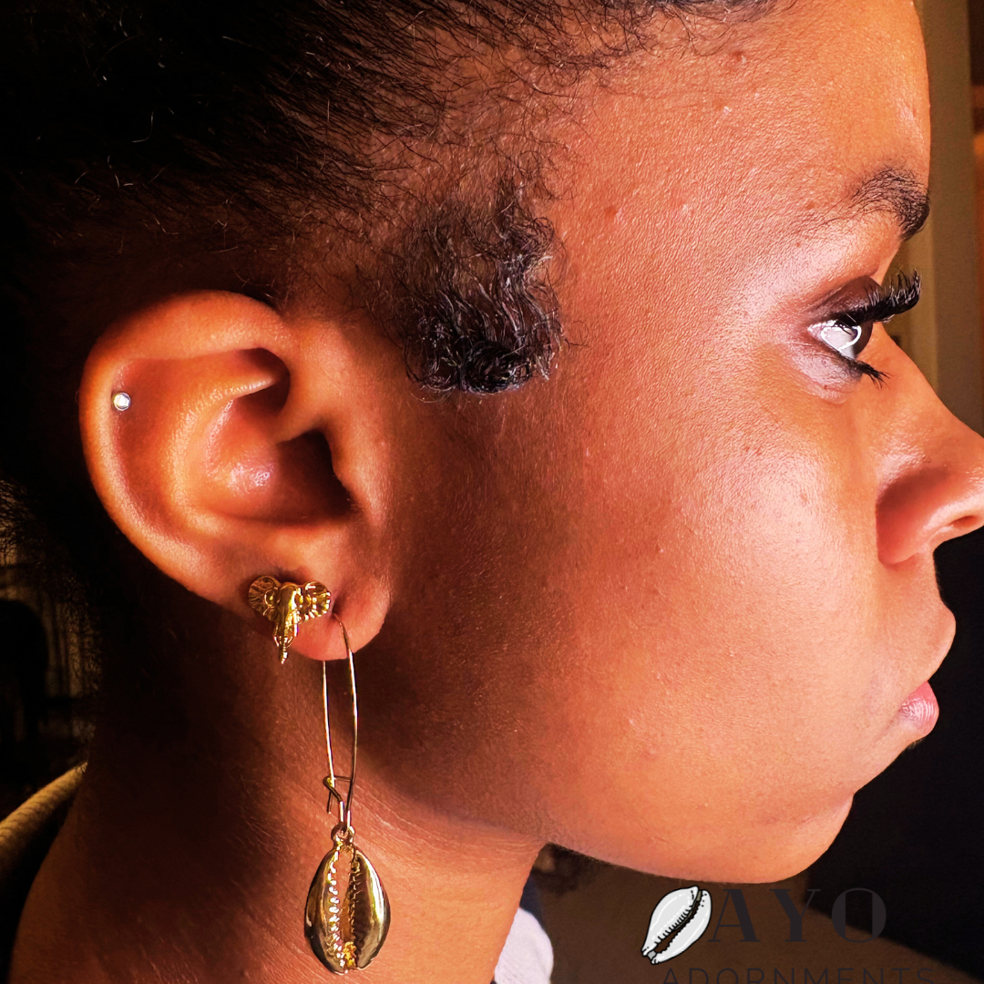 Gold Cowrie Drop Earrings