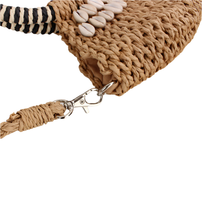 Straw Purse w/ Cowrie Accent