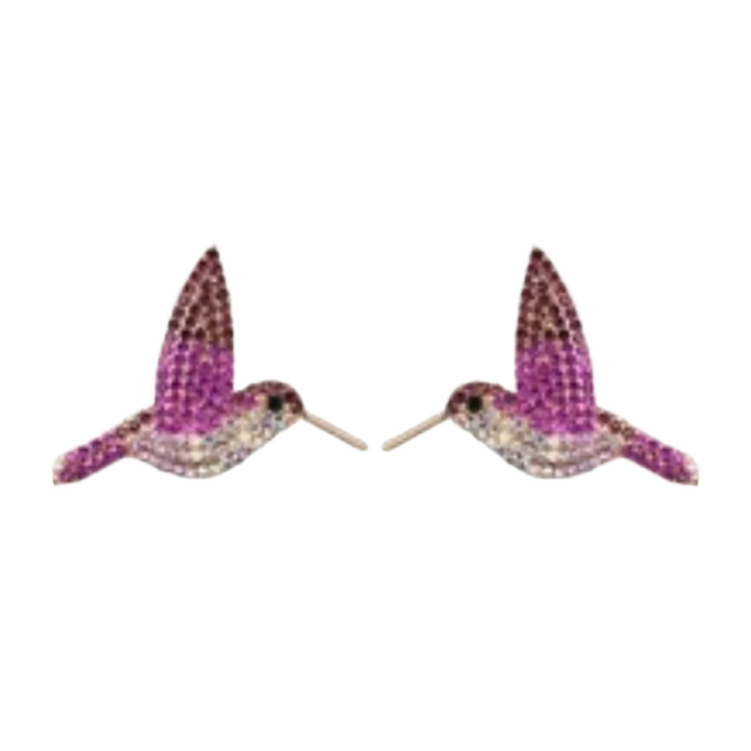 Purple Hummingbird Earrings