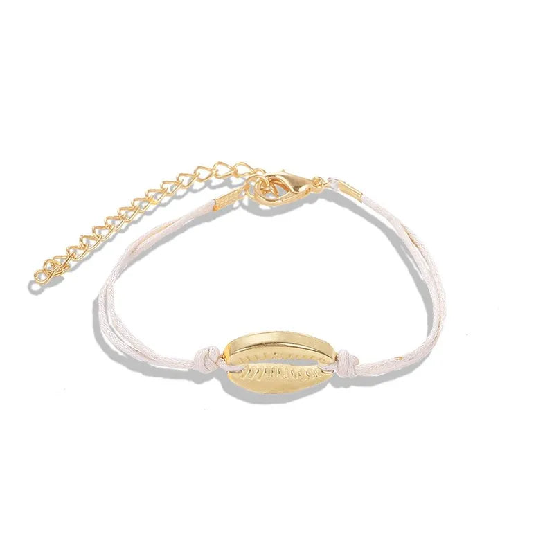 White Single Cowrie Bracelet