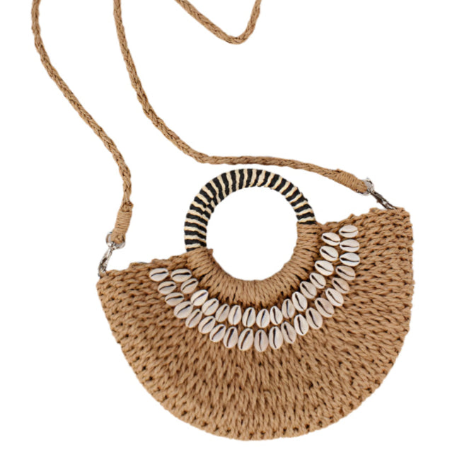 Straw Purse w/ Cowrie Accent