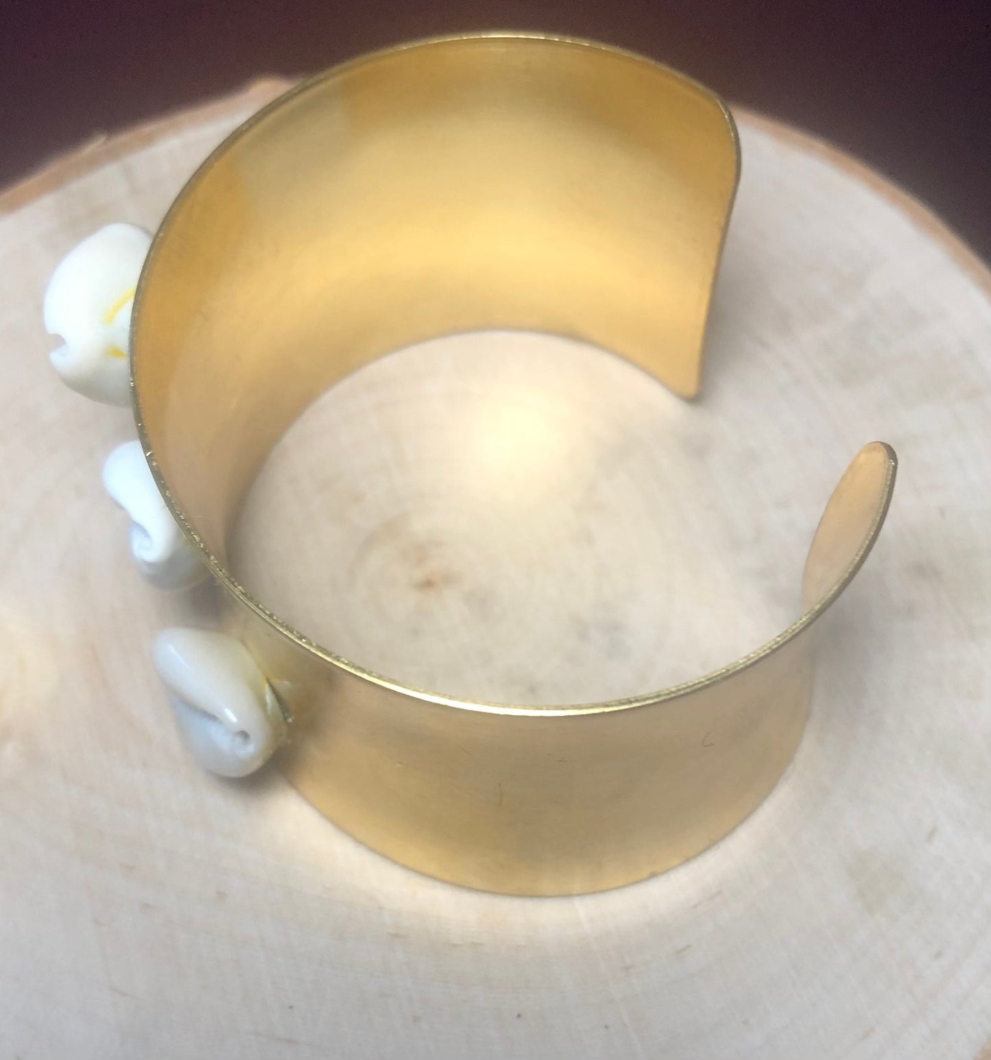 Cowrie Shell Brass Cuff Bracelet