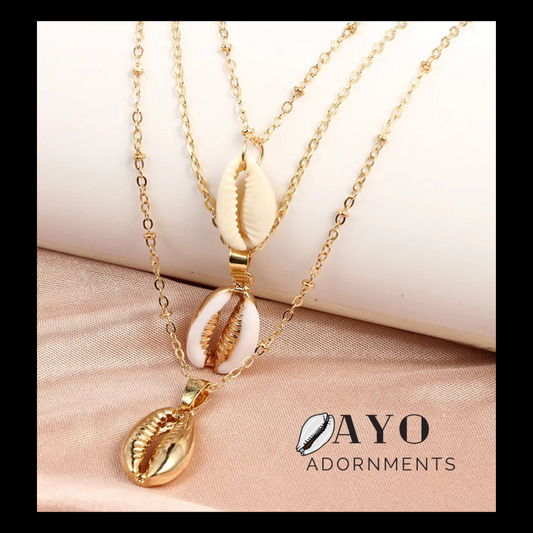 3 Cowrie Layered Necklace