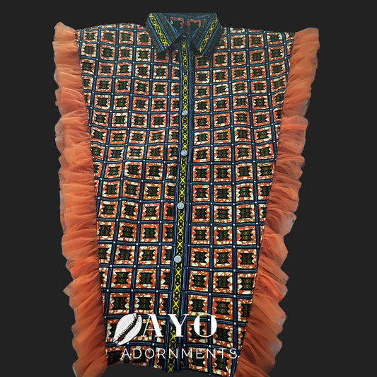 Orange & Blue African Fabric Cape