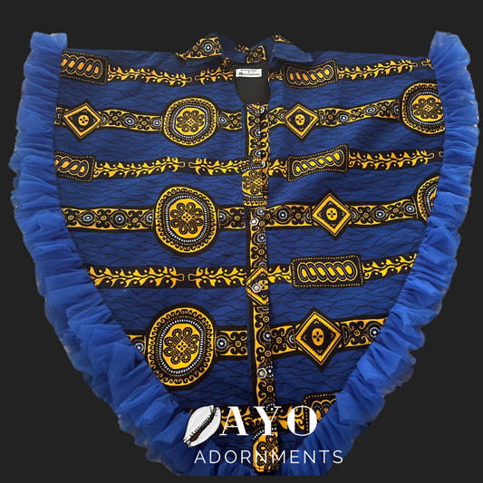 Royal Blue and Yellow African Fabric Cape