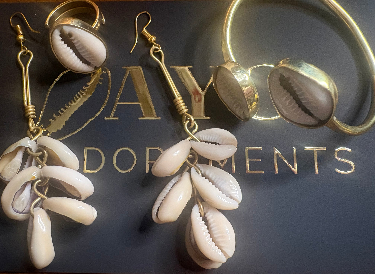 Cowrie Cluster Dangle Earrings