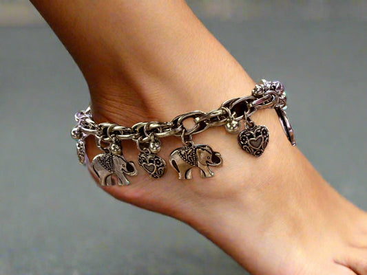 Elephant & Heart Anklet