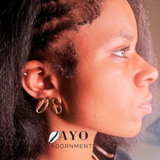 Cowrie Gold Studs