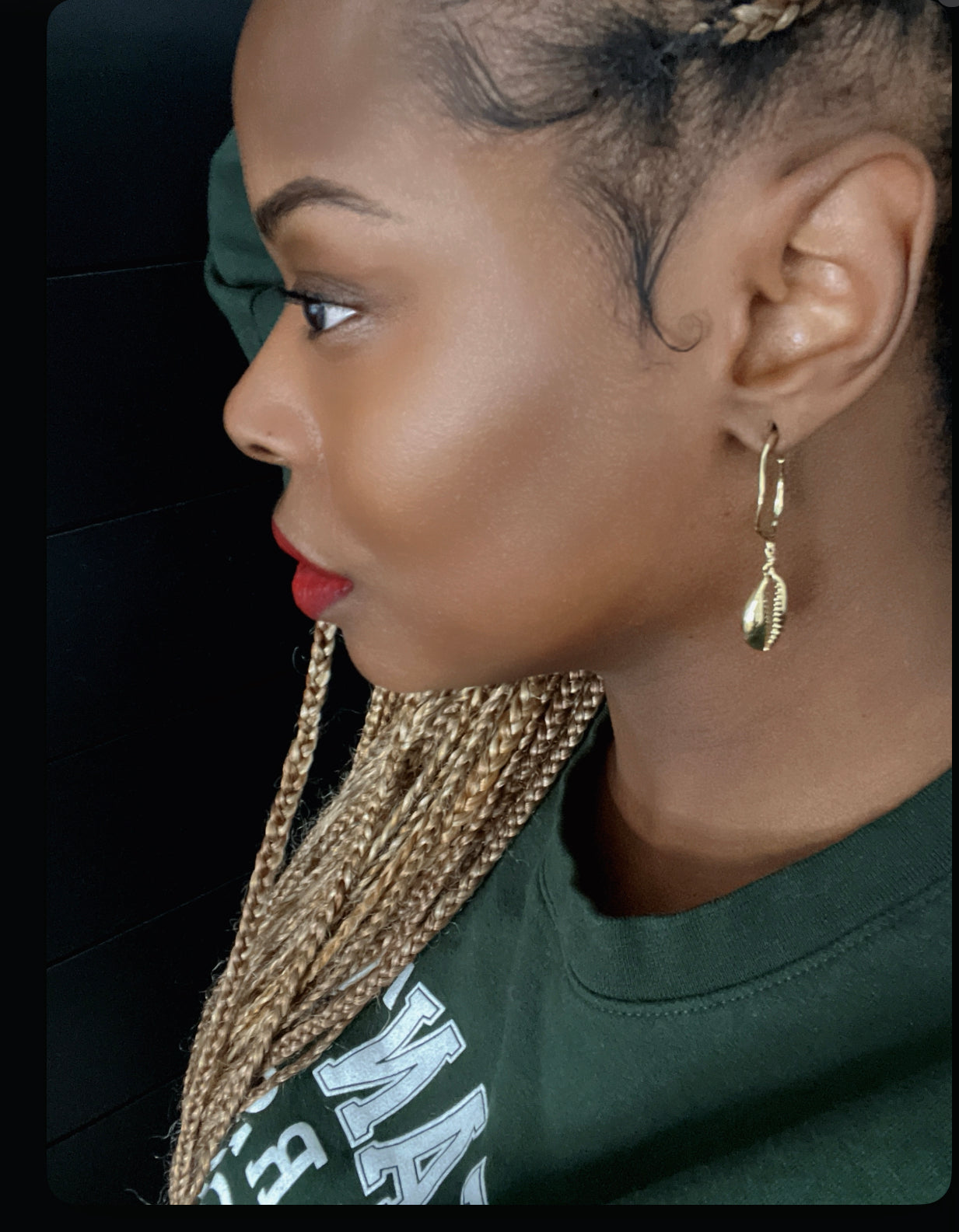 Gold Cowrie Small Hoop Earrings
