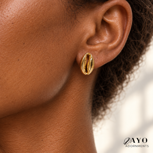 Cowrie Gold Studs