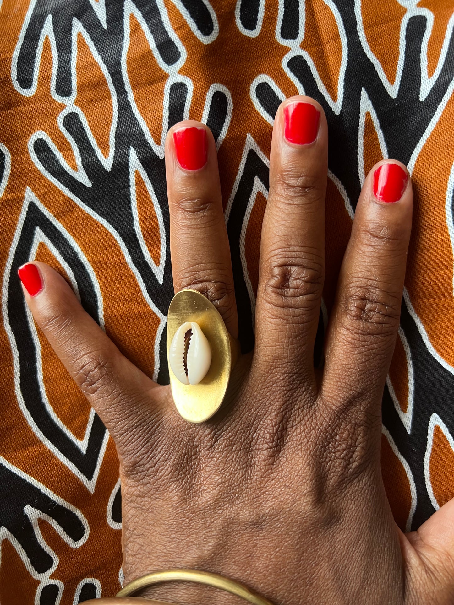 Brass Cowrie Ring