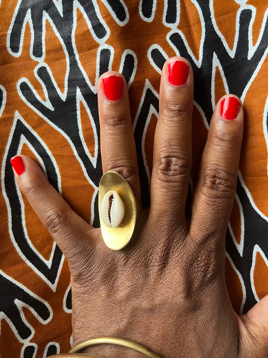 Brass Cowrie Ring