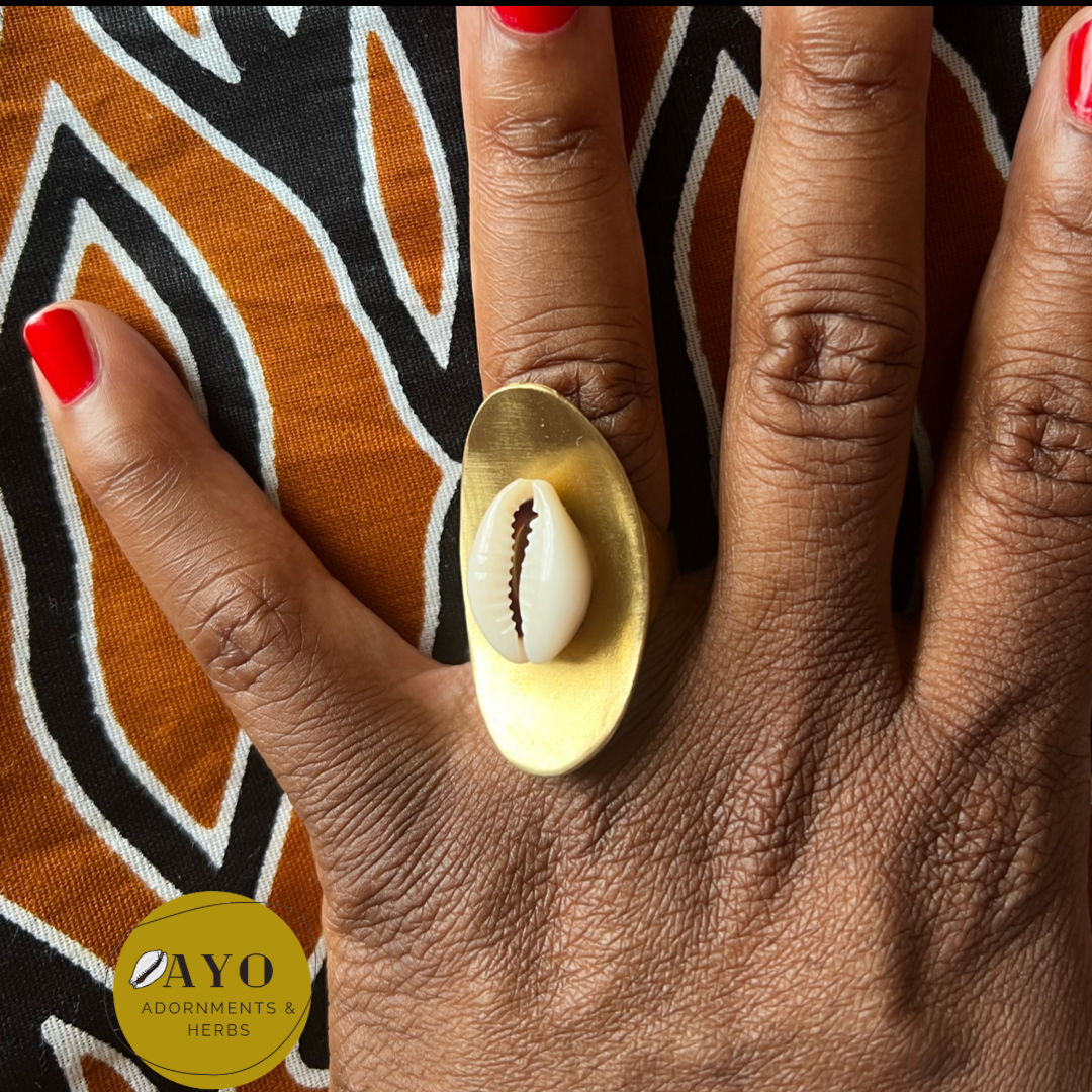 Brass Cowrie Ring