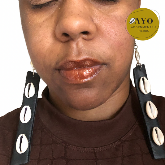 Black “Leather” & Cowrie Earrings